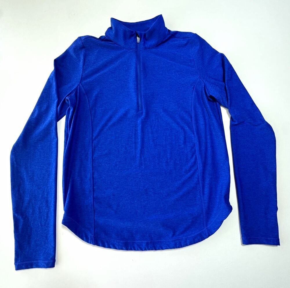 DSG Youth L Blue 1/4 Zip Mock Neck Long Sleeve Polyester Athletic Fit